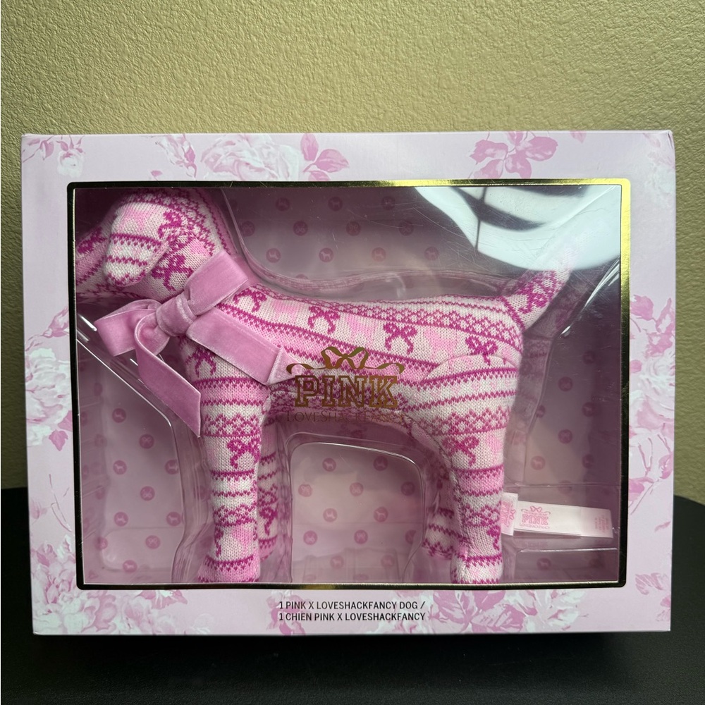 Victoria’s Secret PINK x LoveShackFancy Knit Dog Plush New In Box Rare